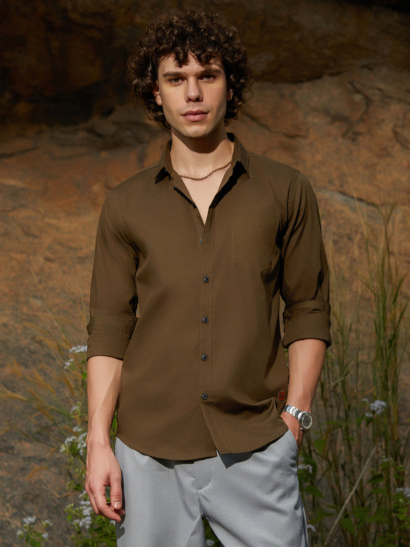 Solid Button-Up Shirt