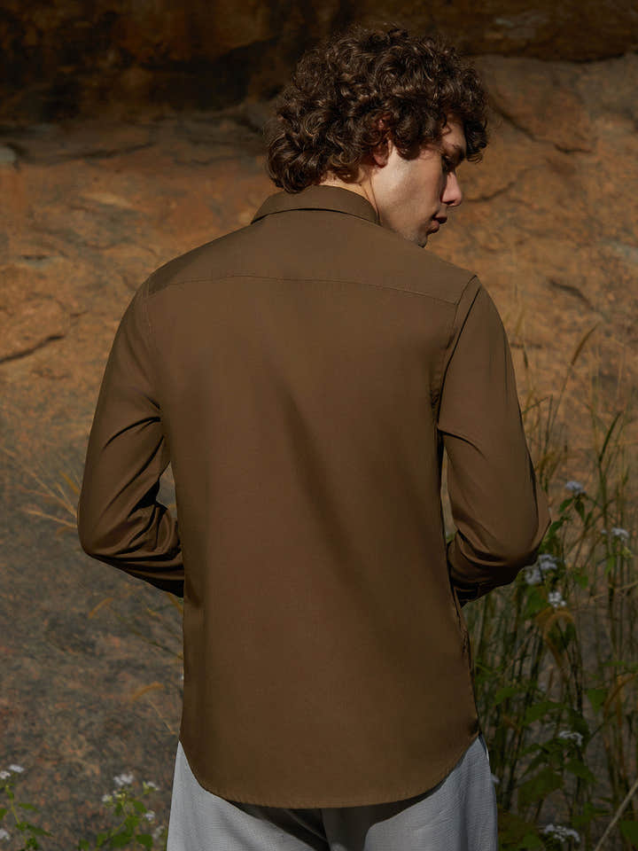 Solid Button-Up Shirt