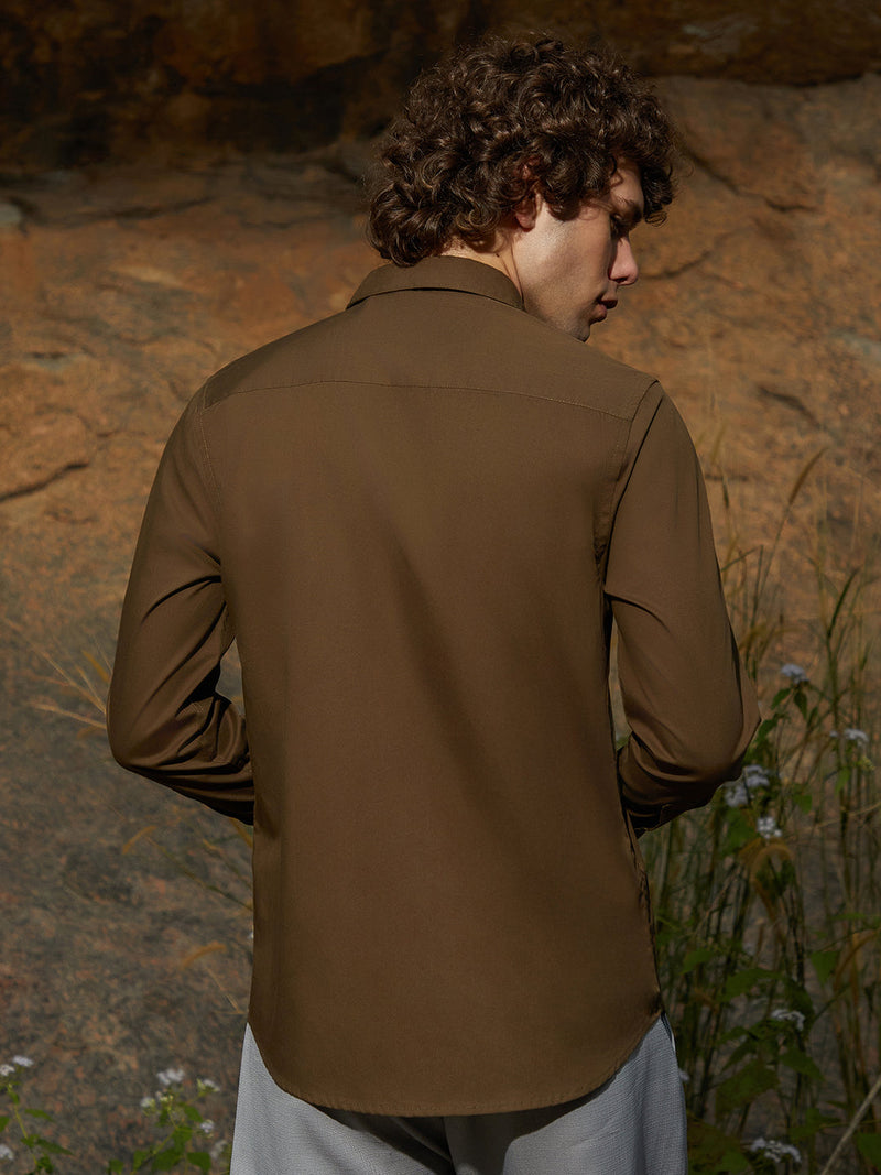 Solid Button-Up Shirt