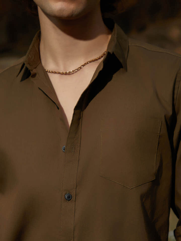 Solid Button-Up Shirt