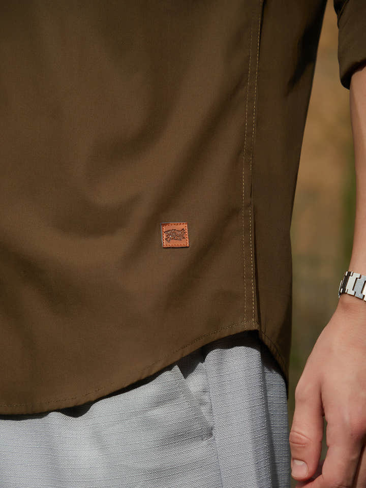 Solid Button-Up Shirt
