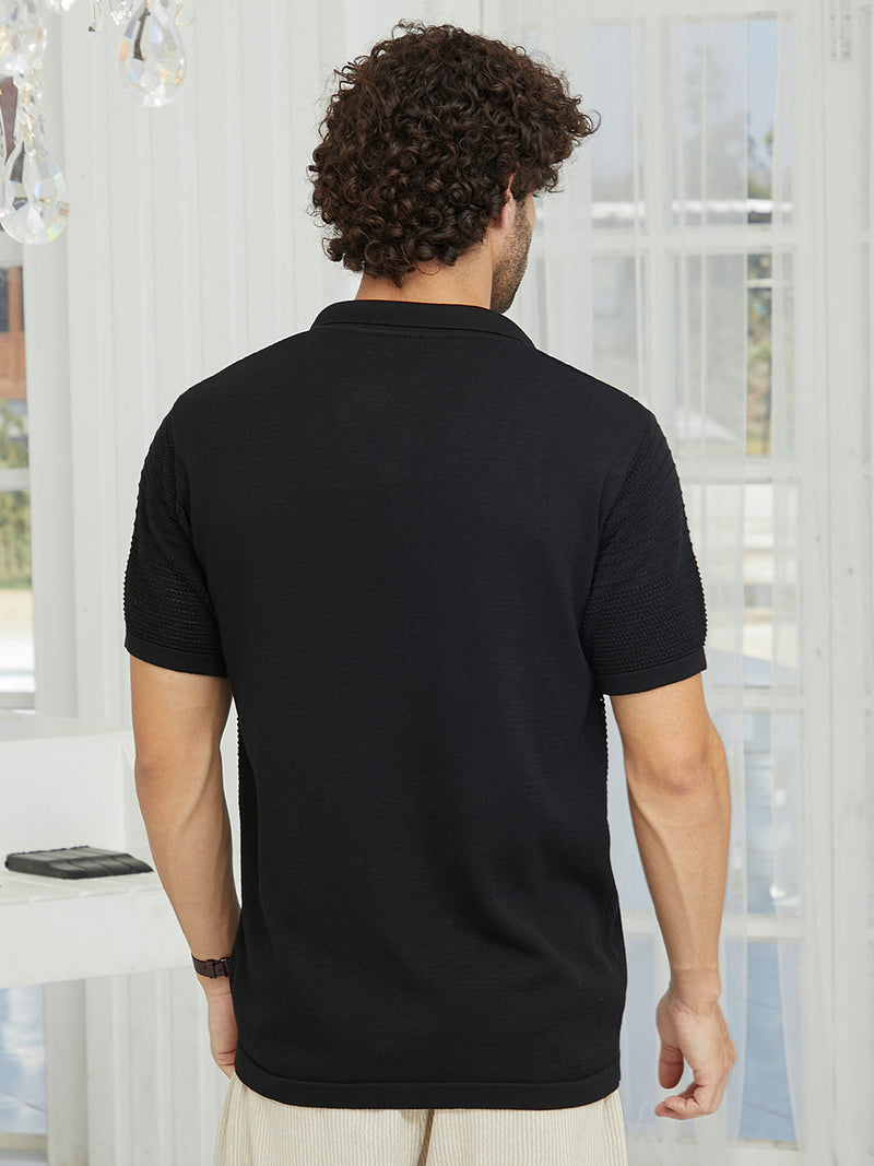 Maxi-Grid Knit Polo Shirt