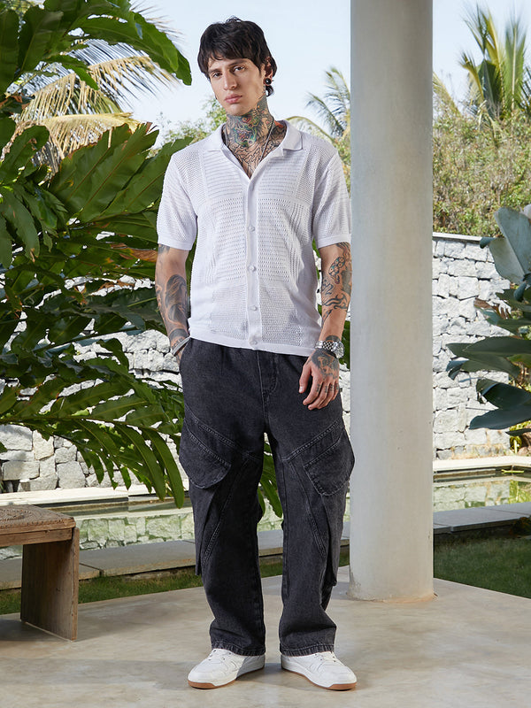 Grid Open-Knit Shirt