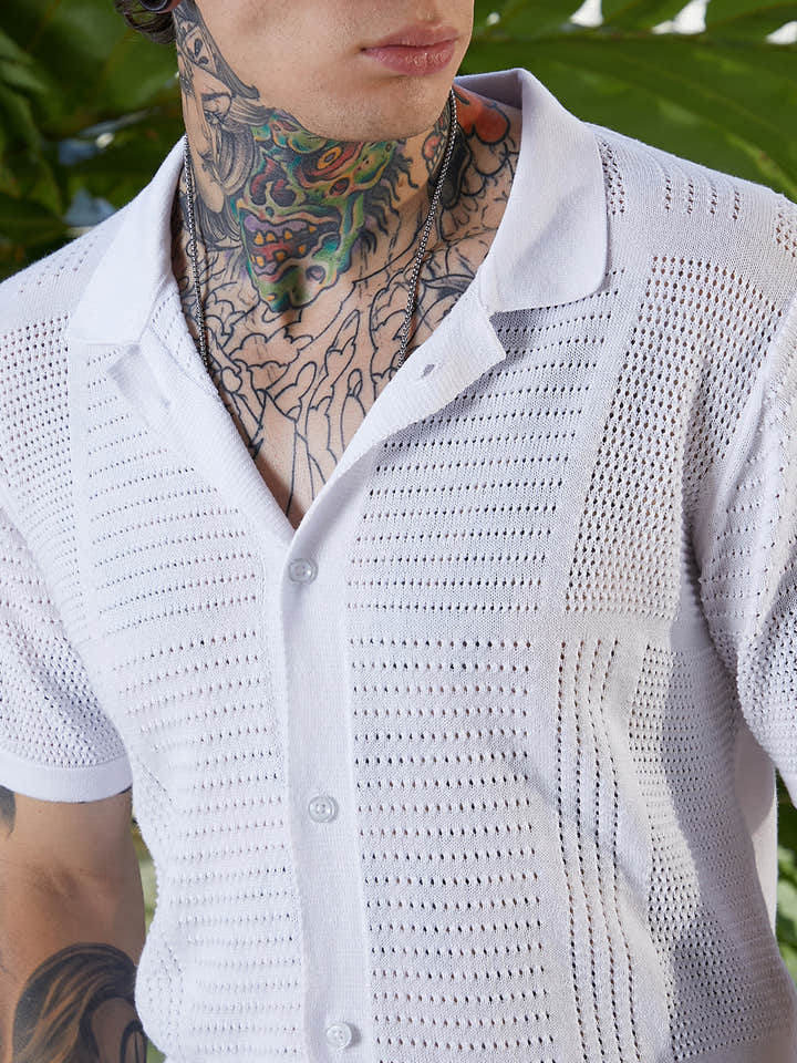 Grid Open-Knit Shirt