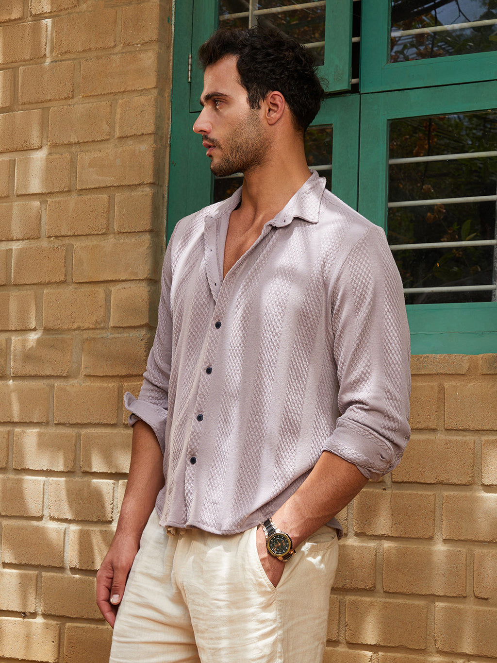 Weave-Panel Shirt