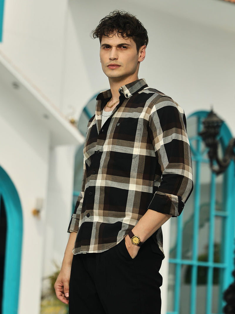Pixelated-Check Relaxed Shirt