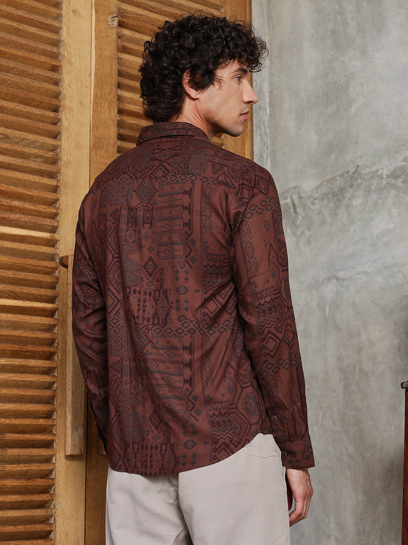 Aztec-Imprint Shirt