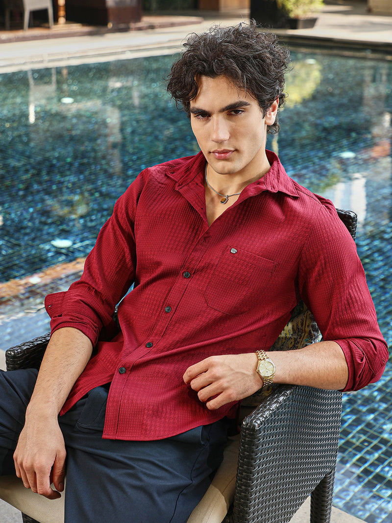 ruby red dress shirt Majestic Ruby-Venetian Red Solid Subtle Sheen Super Soft Premium Cotton Cut Away Collar Dress Shirt