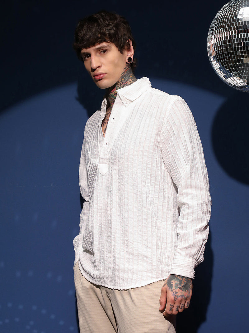 Edge-Lined Half-Placket Shirt