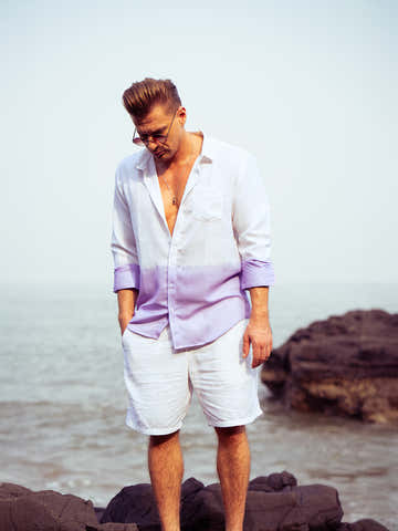 Ombre-Plunge Regular Shirt
