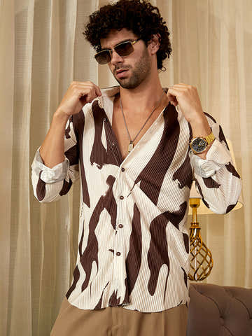 Contour-Lines Pleated Shirt