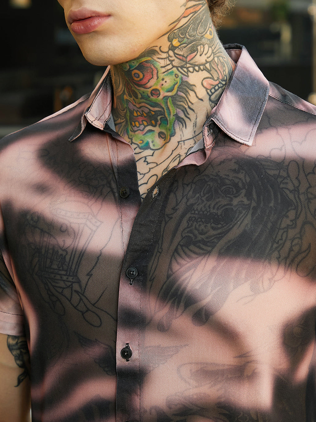 Blurred-Mesh Shirt