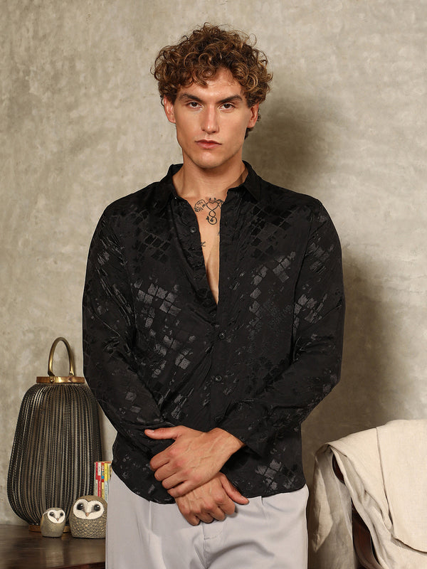 Noir-Cubic Textured Shirt