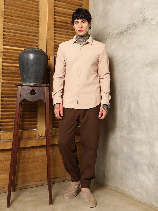 Chevron-Panel Tactile Shirt