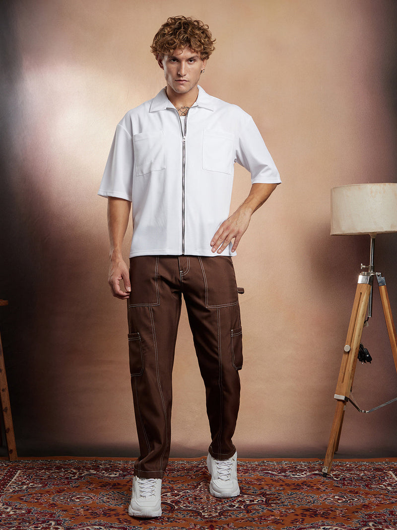 Waffle-Utility Oversized Shirt