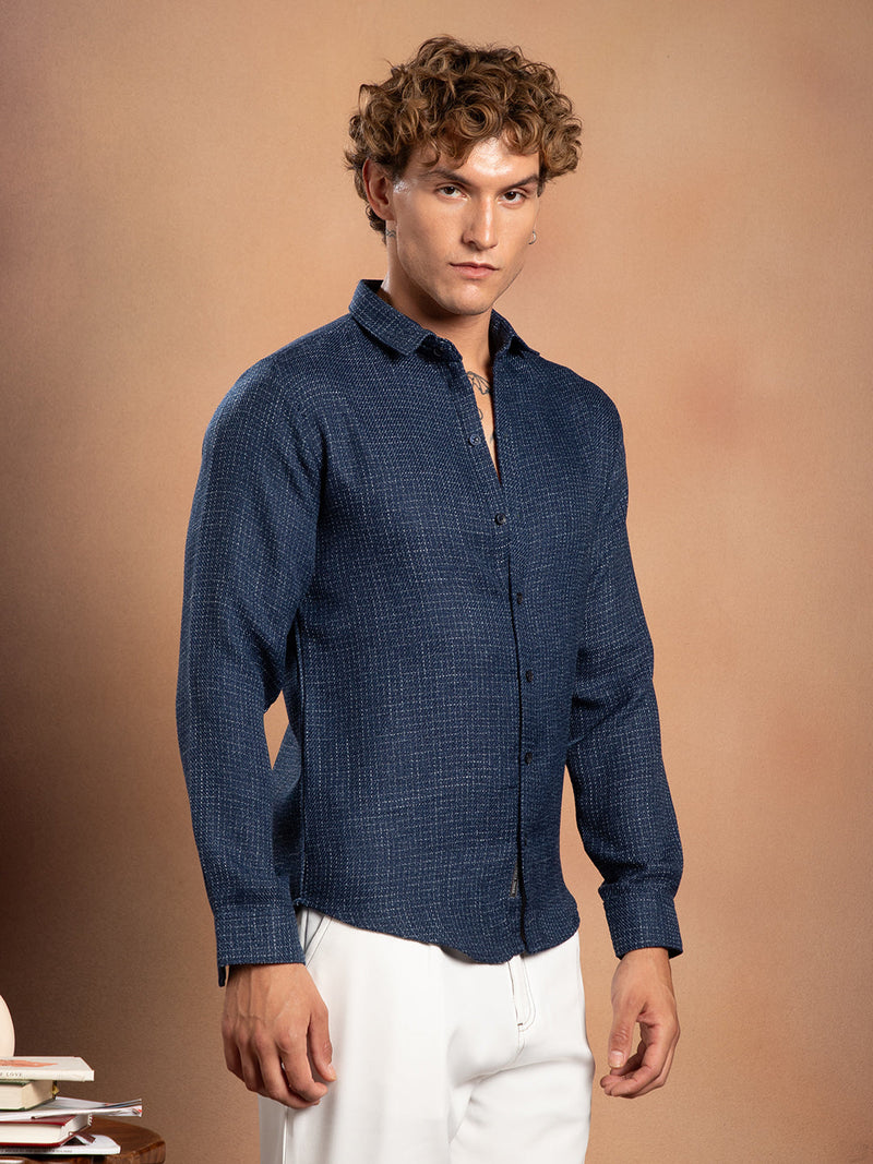 Grid-Weave Regular Shirt