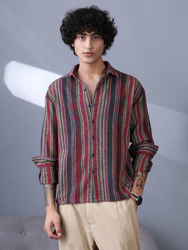 Multitrack-Striped Woven Shirt