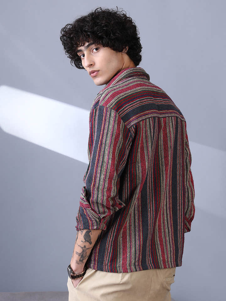 Multitrack-Striped Woven Shirt