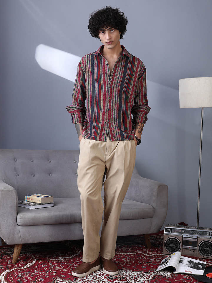 Multitrack-Striped Woven Shirt
