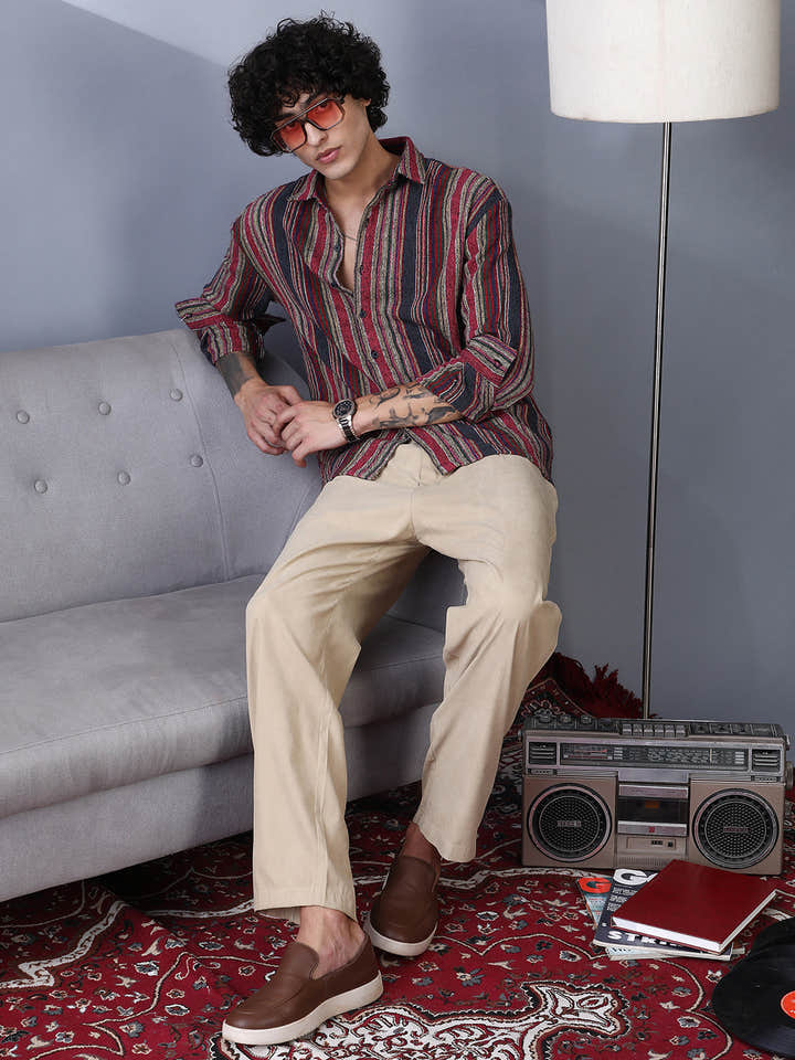 Multitrack-Striped Woven Shirt