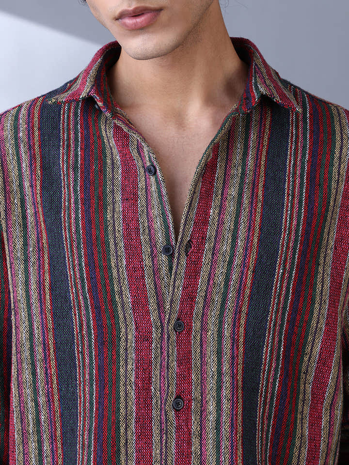 Multitrack-Striped Woven Shirt