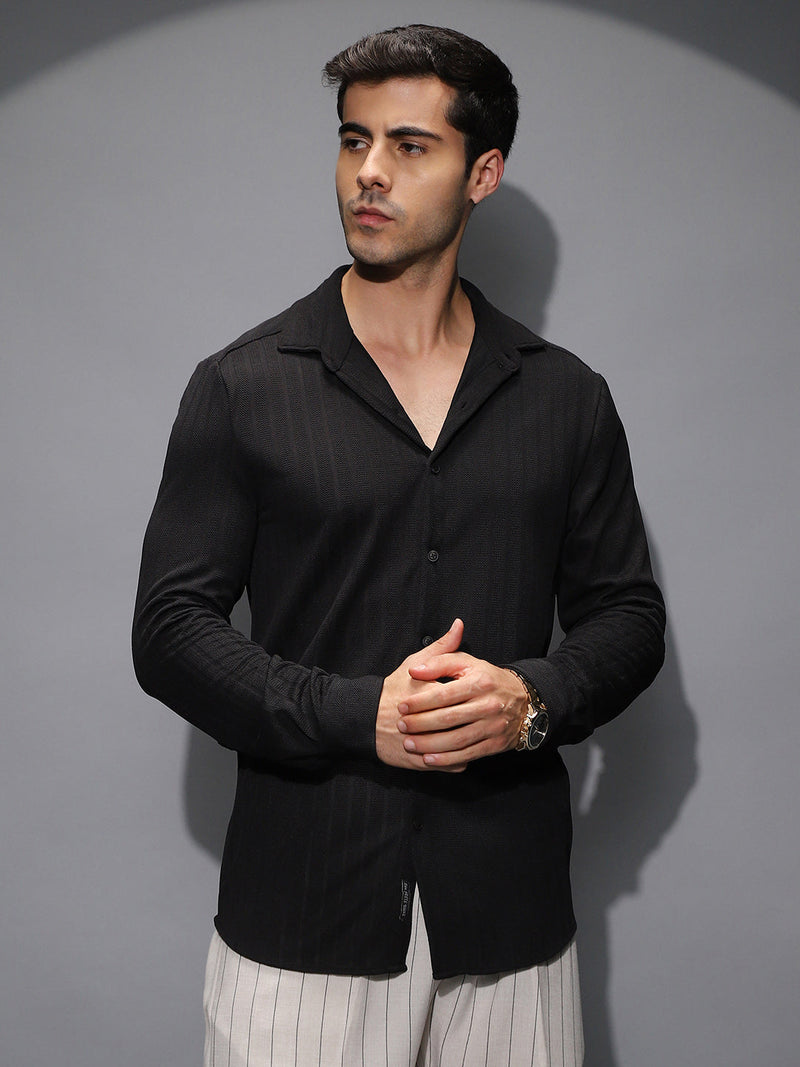 Chevron-Panel Tactile Shirt