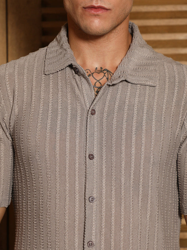 Cross-Stitch Stripe Knit Shirt