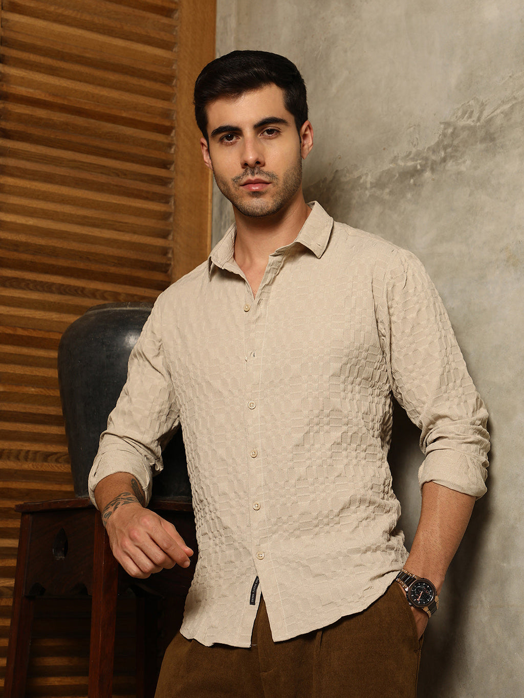 Embossed Geometric Shirt