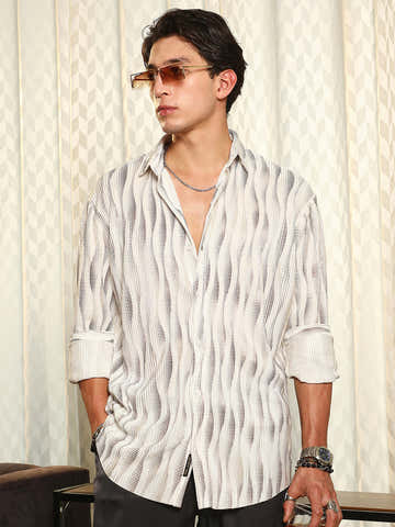 Metallic-Gradient Pleated Shirt