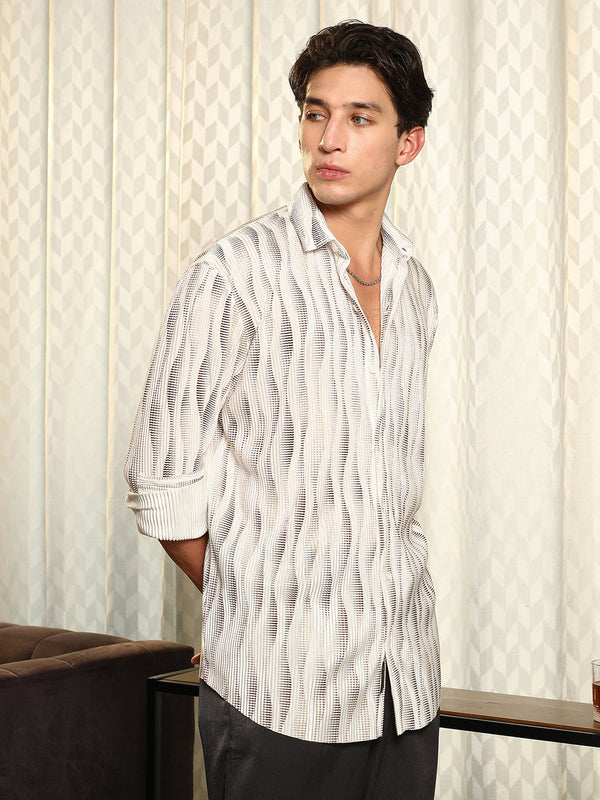 Metallic-Gradient Pleated Shirt