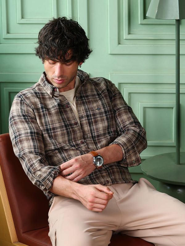Button-Down Gradient-Plaid Shirt