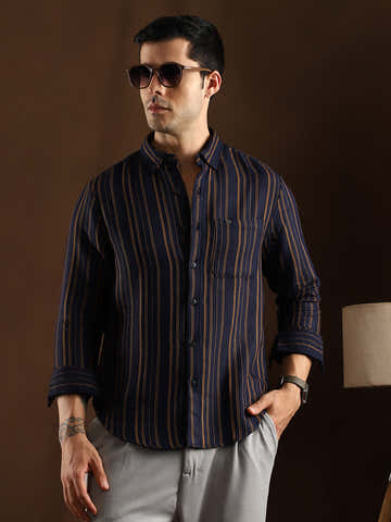Multitrack-Striped Regular Shirt