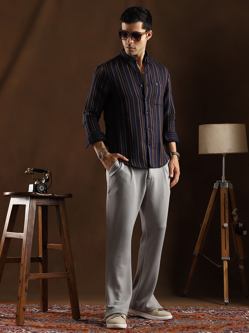 Multitrack-Striped Regular Shirt