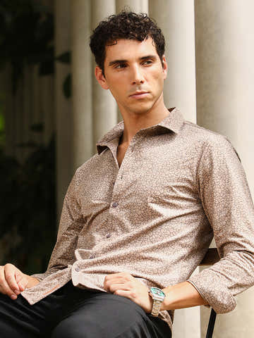 Mosiac-Imprint Suede Shirt