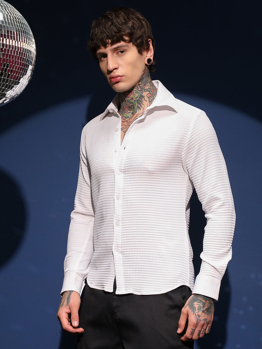 Grid-Textured Shirt