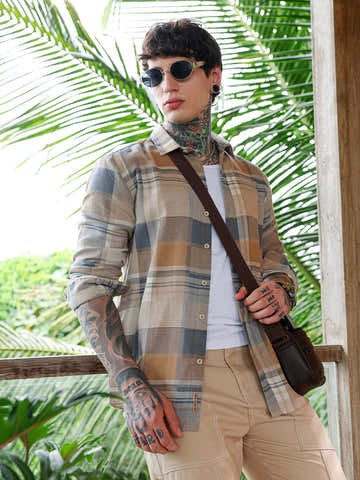 Gradient-Plaid Regular Shirt