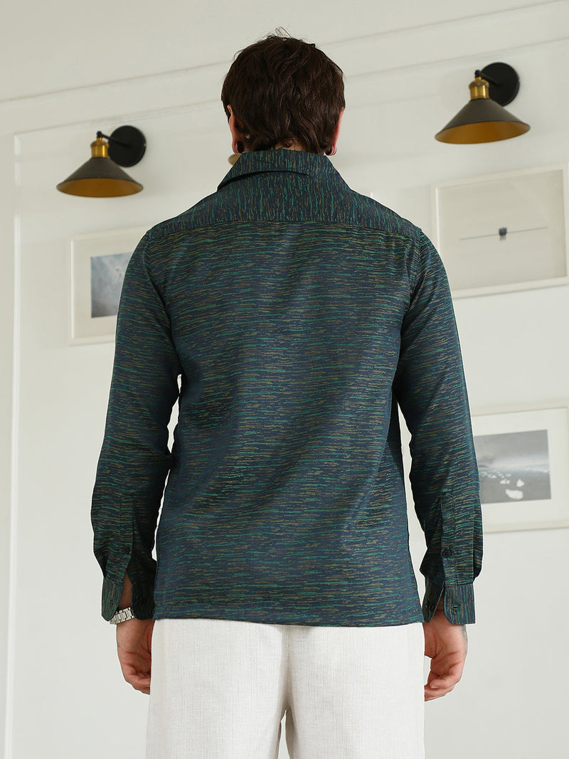Textured Cotton Blend Slim Fit Shirt
