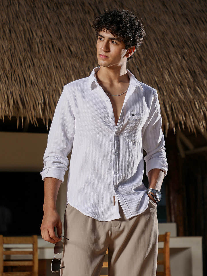 Rope-Stripe Jacquard Shirt
