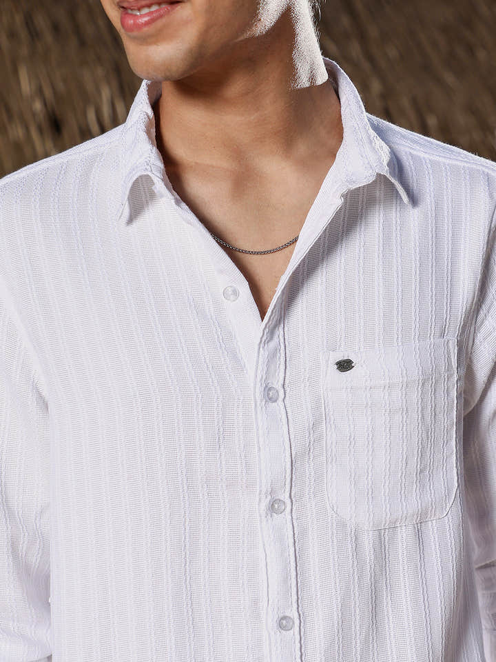 Rope-Stripe Jacquard Shirt