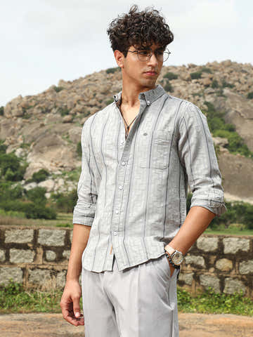 Geo-Stripe Jacquard Shirt
