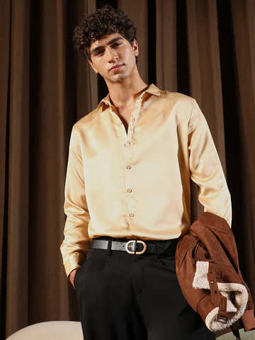Solid-Satin Regular Shirt