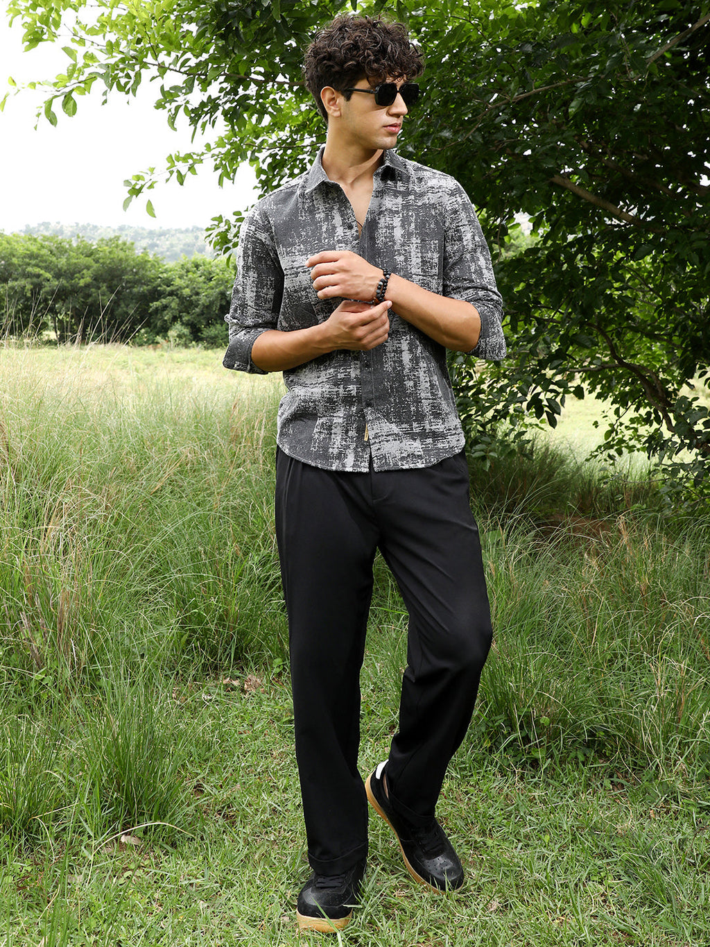 Contrast-Brushed Jacquard Shirt
