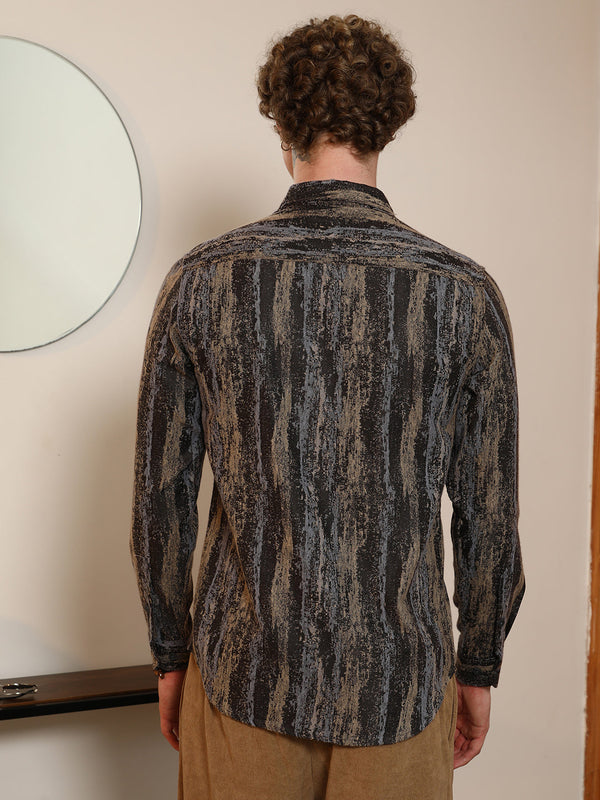 Artistic Striped Cotton-Polyester Blend Shirt