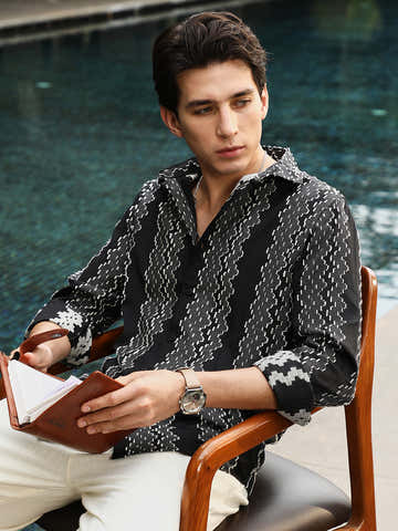 Cloudy-Panel Jacquard Shirt