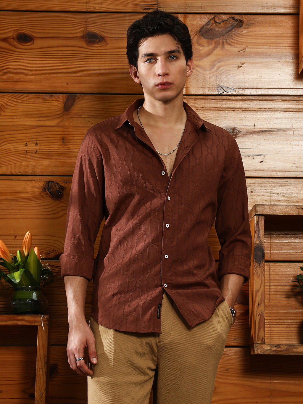 Indie-Geometric Jacquard Shirt