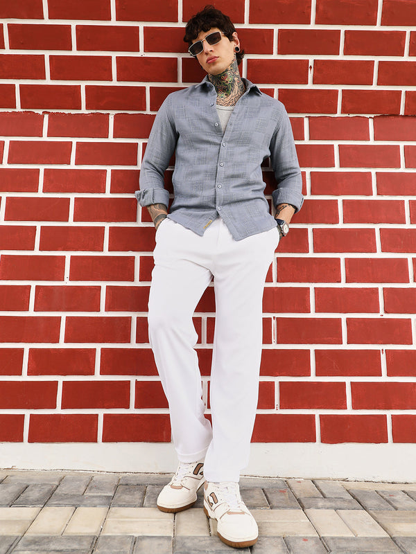 Self-Jacquard Check Shirt
