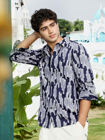Contrast-Abstract Jacquard Shirt