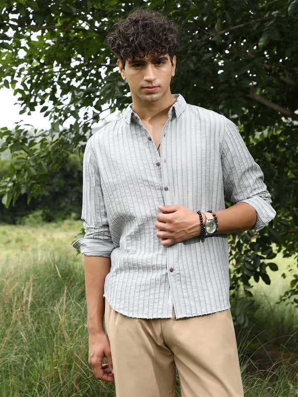 Edgy-Stripe Jacquard Shirt