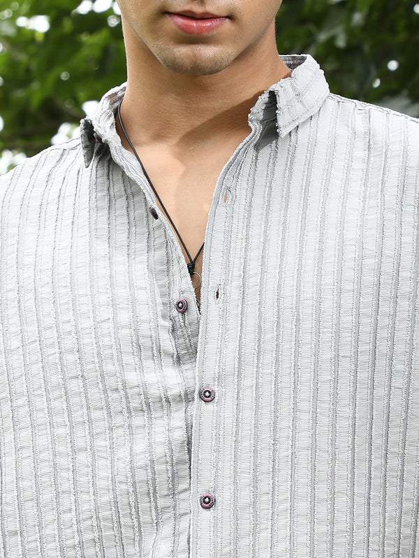 Edgy-Stripe Jacquard Shirt
