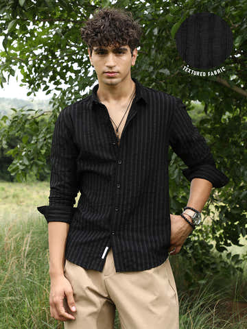 Edgy-Stripe Jacquard Shirt